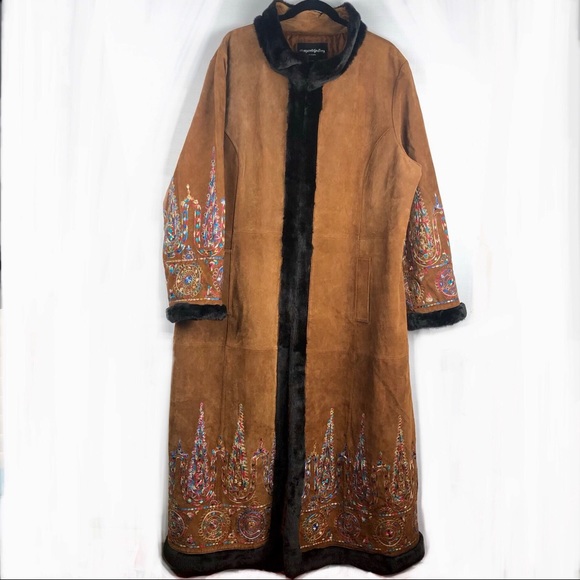 Margaret Godfrey Jackets & Blazers - Margaret Godfrey Suede Coat w/ Embroidery, 22W.